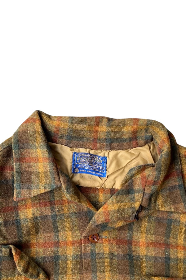 MADE IN USA 60'S WOOL CHECK L/S SHIRT / CHECK [SIZE: L USED]