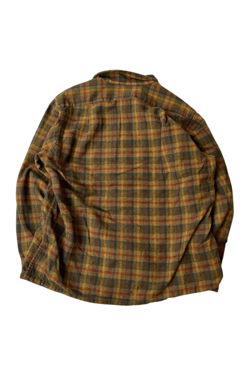 MADE IN USA 60'S WOOL CHECK L/S SHIRT / CHECK [SIZE: L USED]