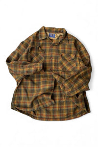 MADE IN USA 60'S WOOL CHECK L/S SHIRT / CHECK [SIZE: L USED]
