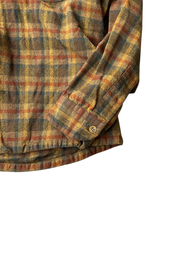 MADE IN USA 60'S WOOL CHECK L/S SHIRT / CHECK [SIZE: L USED]
