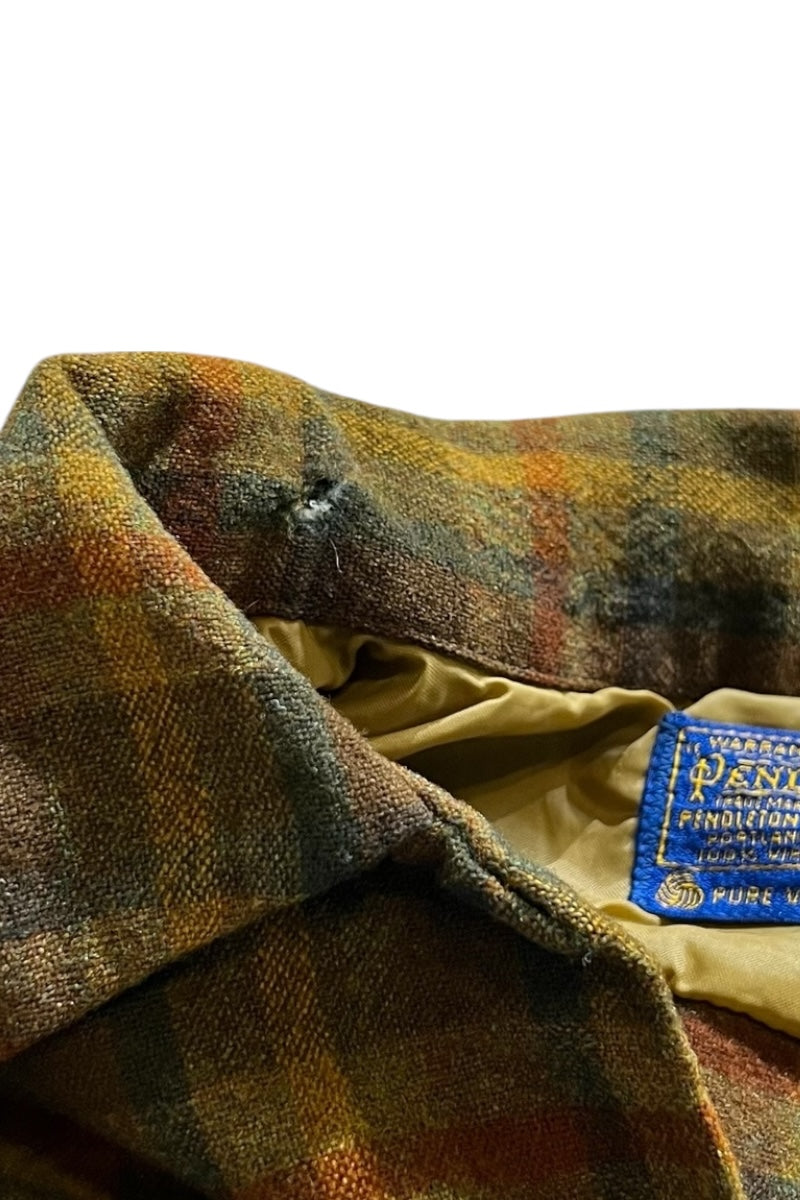 MADE IN USA 60'S WOOL CHECK L/S SHIRT / CHECK [SIZE: L USED]