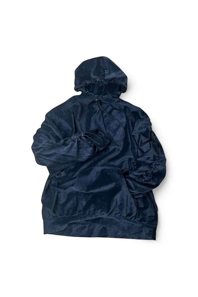 MADE IN PORTUGAL VELOUR HOODIE SWEATSHIRT / NAVY [SIZE: M DEADSTOCK/NOS]