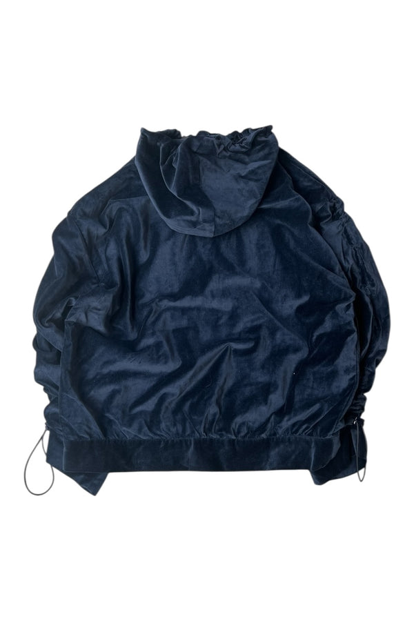MADE IN PORTUGAL VELOUR HOODIE SWEATSHIRT / NAVY [SIZE: M DEADSTOCK/NOS]