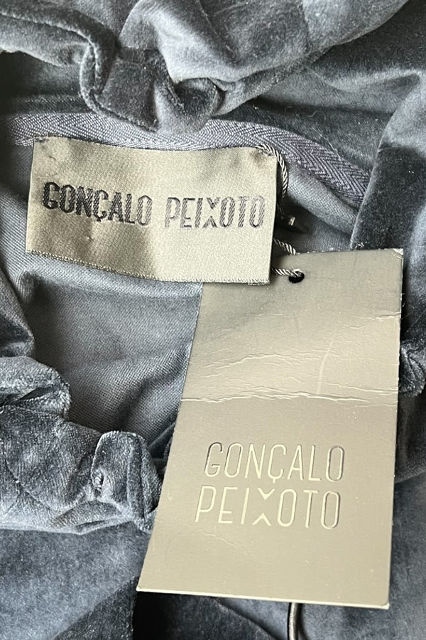 MADE IN PORTUGAL VELOUR HOODIE SWEATSHIRT / NAVY [SIZE: M DEADSTOCK/NOS]