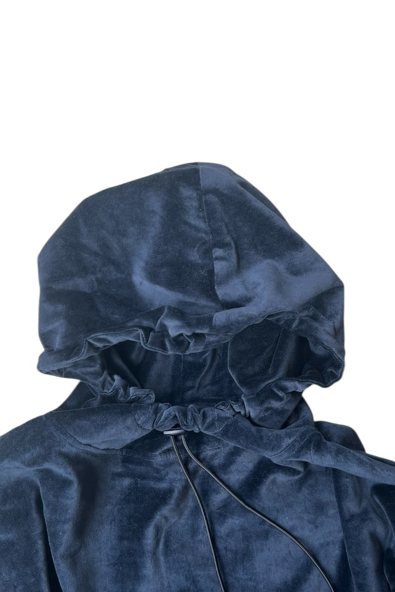 MADE IN PORTUGAL VELOUR HOODIE SWEATSHIRT / NAVY [SIZE: M DEADSTOCK/NOS]