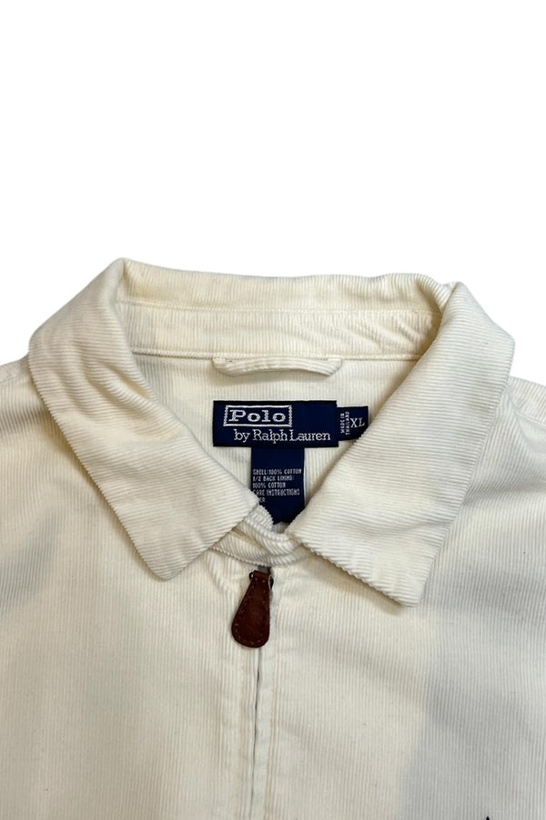 90'S ZIP CORDUROY JACKET / WHITE [SIZE: XL USED]