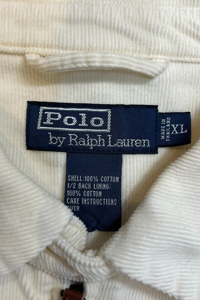 90'S ZIP CORDUROY JACKET / WHITE [SIZE: XL USED]