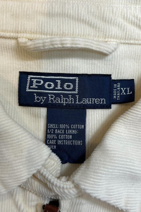 90'S ZIP CORDUROY JACKET / WHITE [SIZE: XL USED]