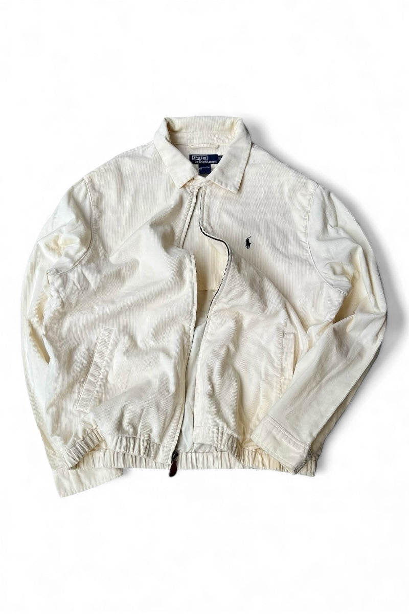 90'S ZIP CORDUROY JACKET / WHITE [SIZE: XL USED]