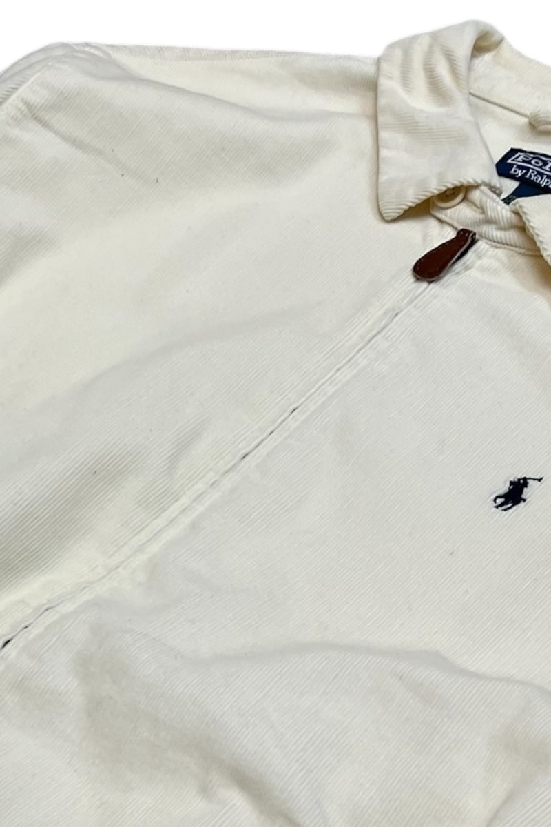 90'S ZIP CORDUROY JACKET / WHITE [SIZE: XL USED]