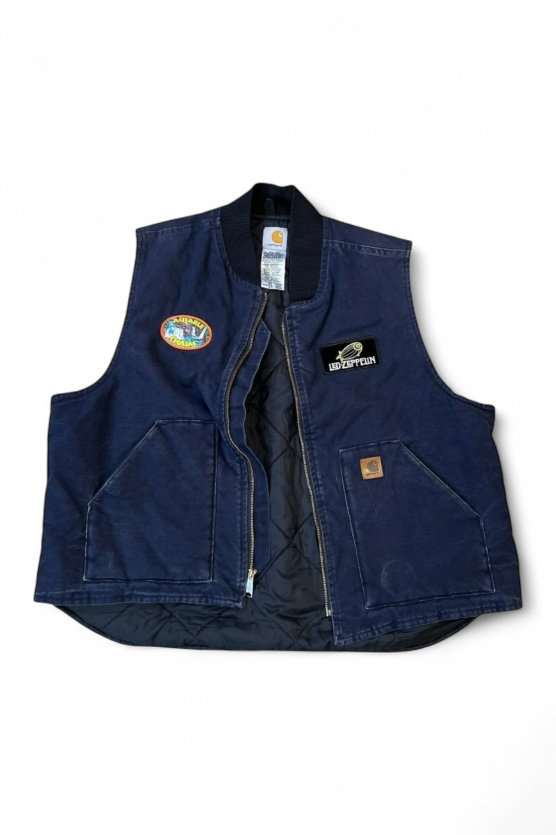 MADE IN USA Y2K 06'S DUCK VEST CUSTOM W/QUILTING LINER / NAVY USA MODEL [SIZE: 2XL USED]