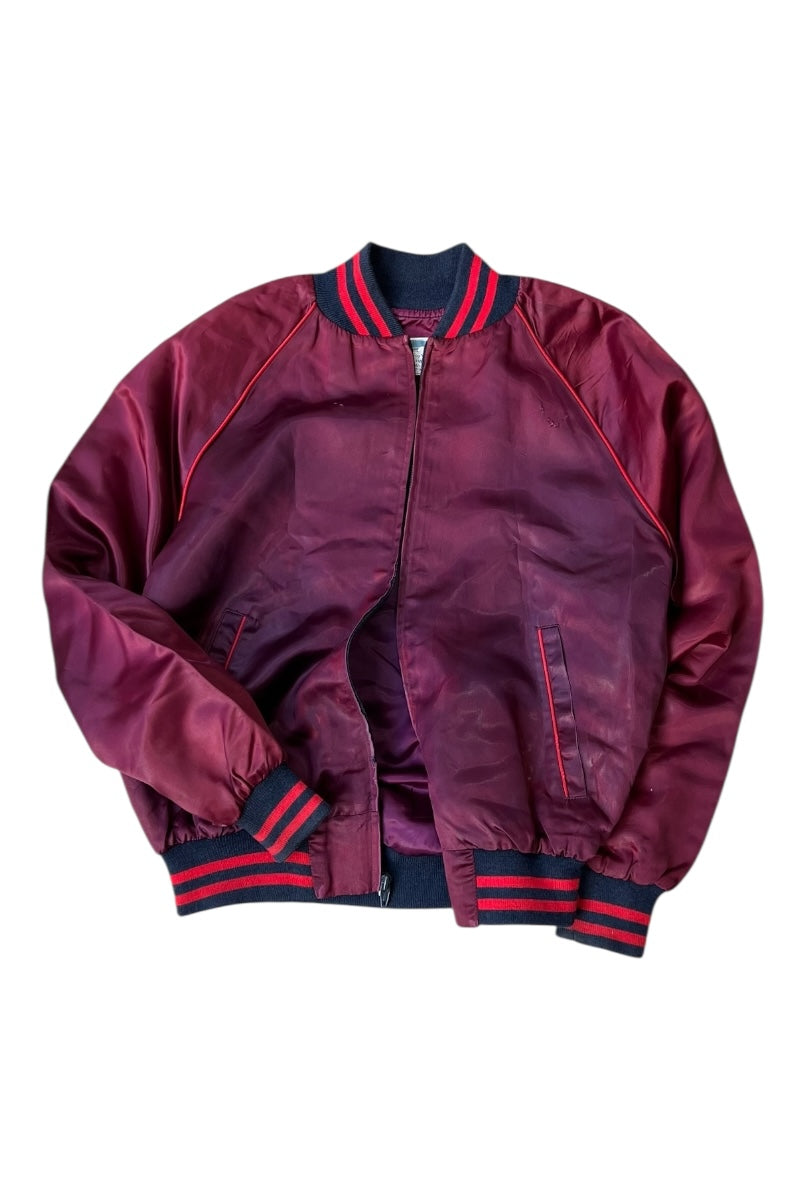 MADE IN USA 80'S MICKEY FANTASIA SATIN JACKET / BURGUNDY [SIZE: S USED]
