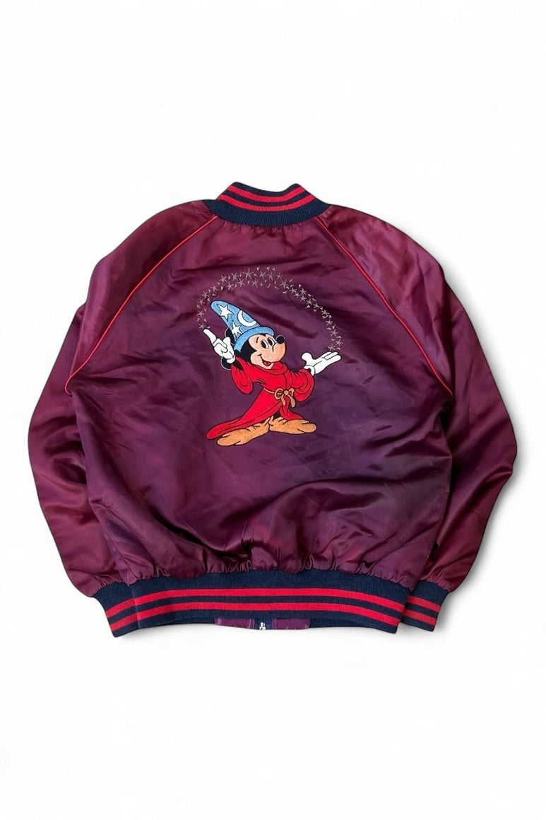 MADE IN USA 80'S MICKEY FANTASIA SATIN JACKET / BURGUNDY [SIZE: S USED]