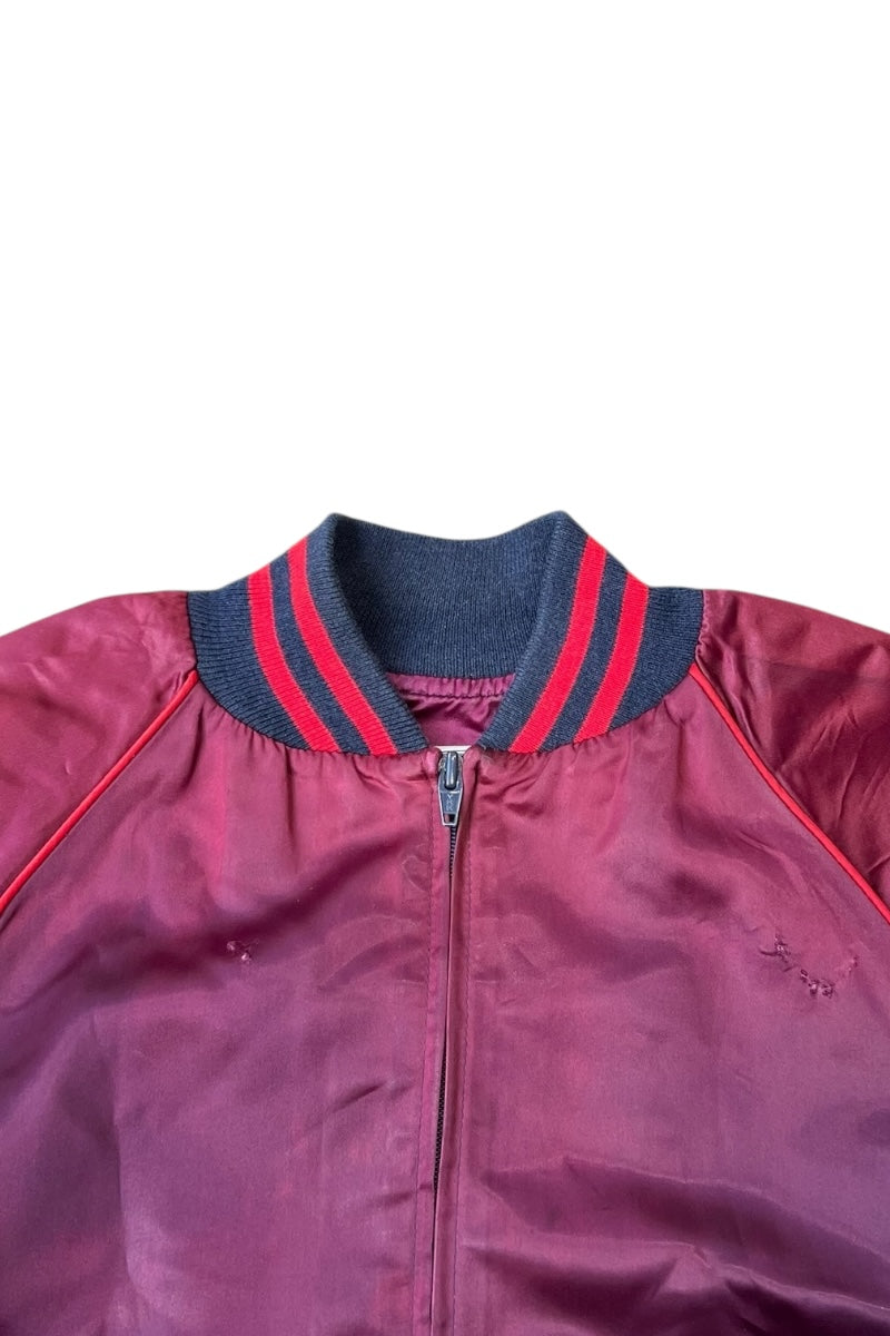 MADE IN USA 80'S MICKEY FANTASIA SATIN JACKET / BURGUNDY [SIZE: S USED]