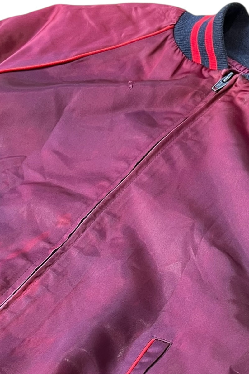 MADE IN USA 80'S MICKEY FANTASIA SATIN JACKET / BURGUNDY [SIZE: S USED]
