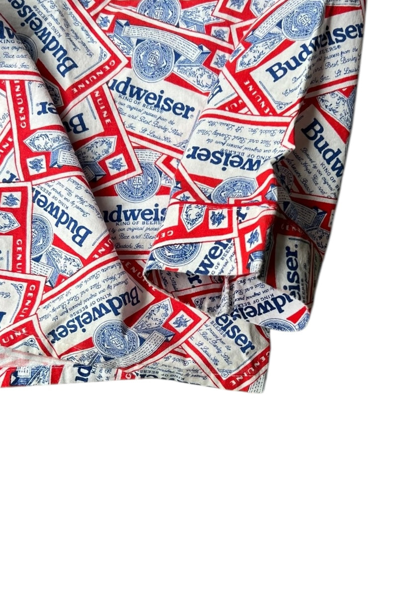 MADE IN USA 80'S BUDWEISER L/S PAJAMA SHIRT / PATTERN [SIZE: M USED]