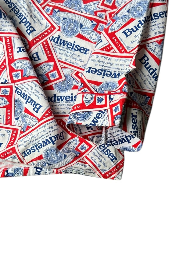 MADE IN USA 80'S BUDWEISER L/S PAJAMA SHIRT / PATTERN [SIZE: M USED]
