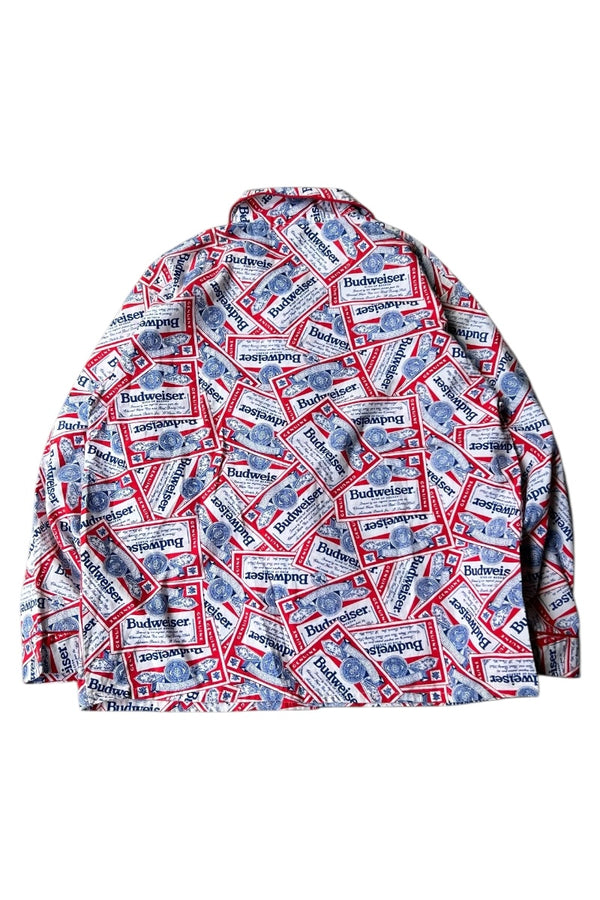 MADE IN USA 80'S BUDWEISER L/S PAJAMA SHIRT / PATTERN [SIZE: M USED]