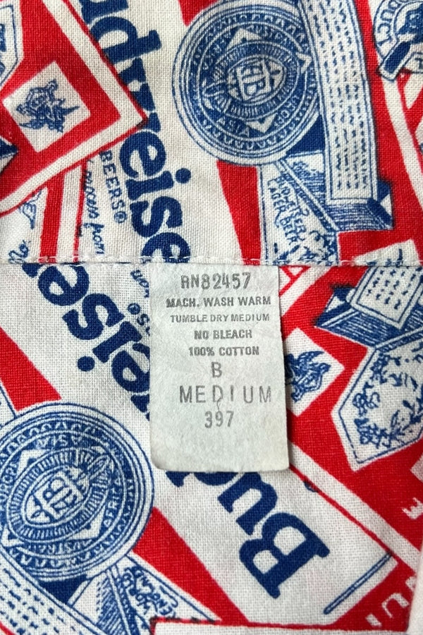 MADE IN USA 80'S BUDWEISER L/S PAJAMA SHIRT / PATTERN [SIZE: M USED]