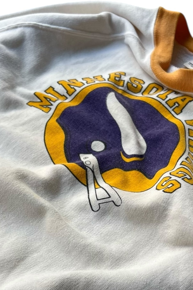MADE IN USA 80'S MINNESOTA VIKINGS SWEATSHIRT / WHITE [SIZE: L USED]