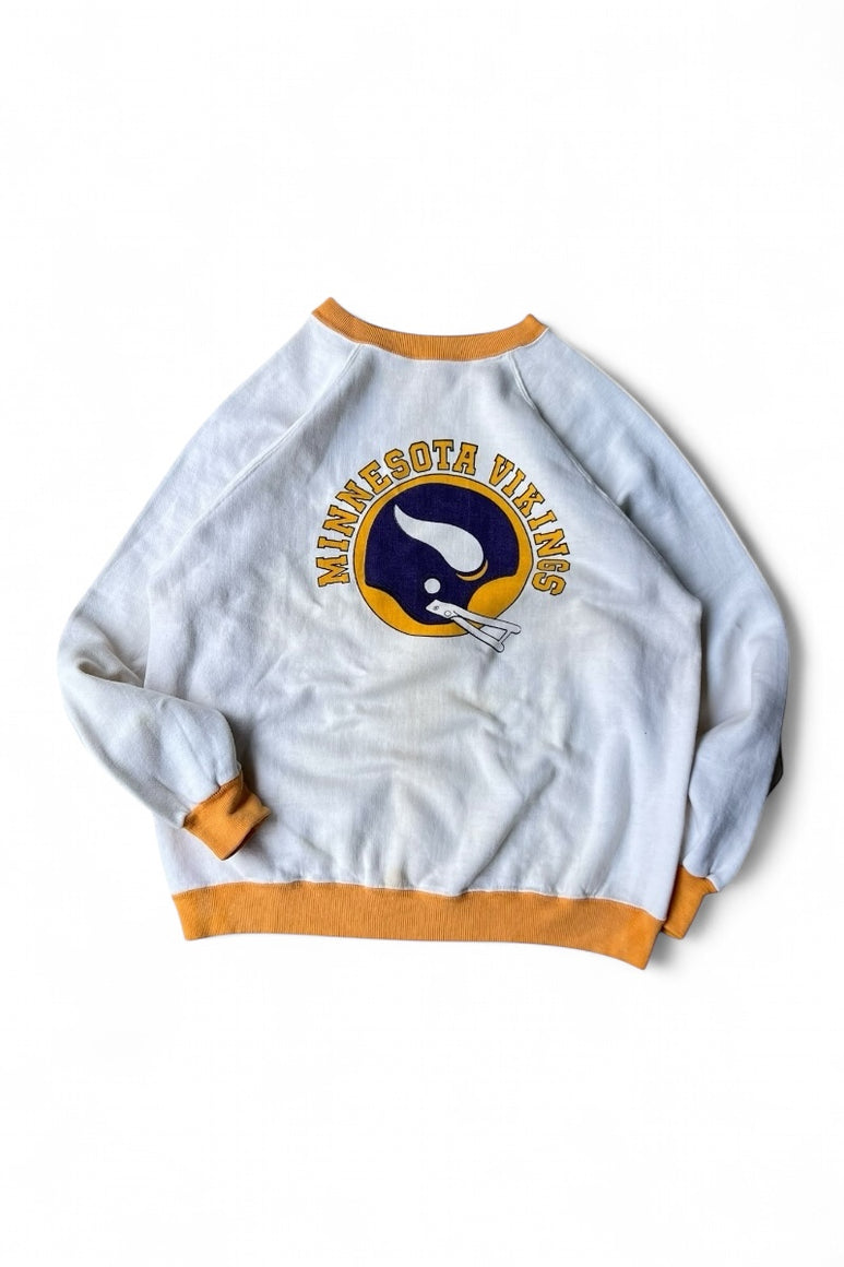 MADE IN USA 80'S MINNESOTA VIKINGS SWEATSHIRT / WHITE [SIZE: L USED]