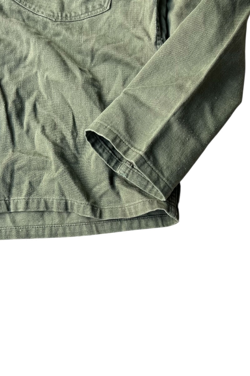 60'S UTILITY SHIRT OG107 EMBROIDERY CUSTOM / KHAKI [SIZE: M USED]