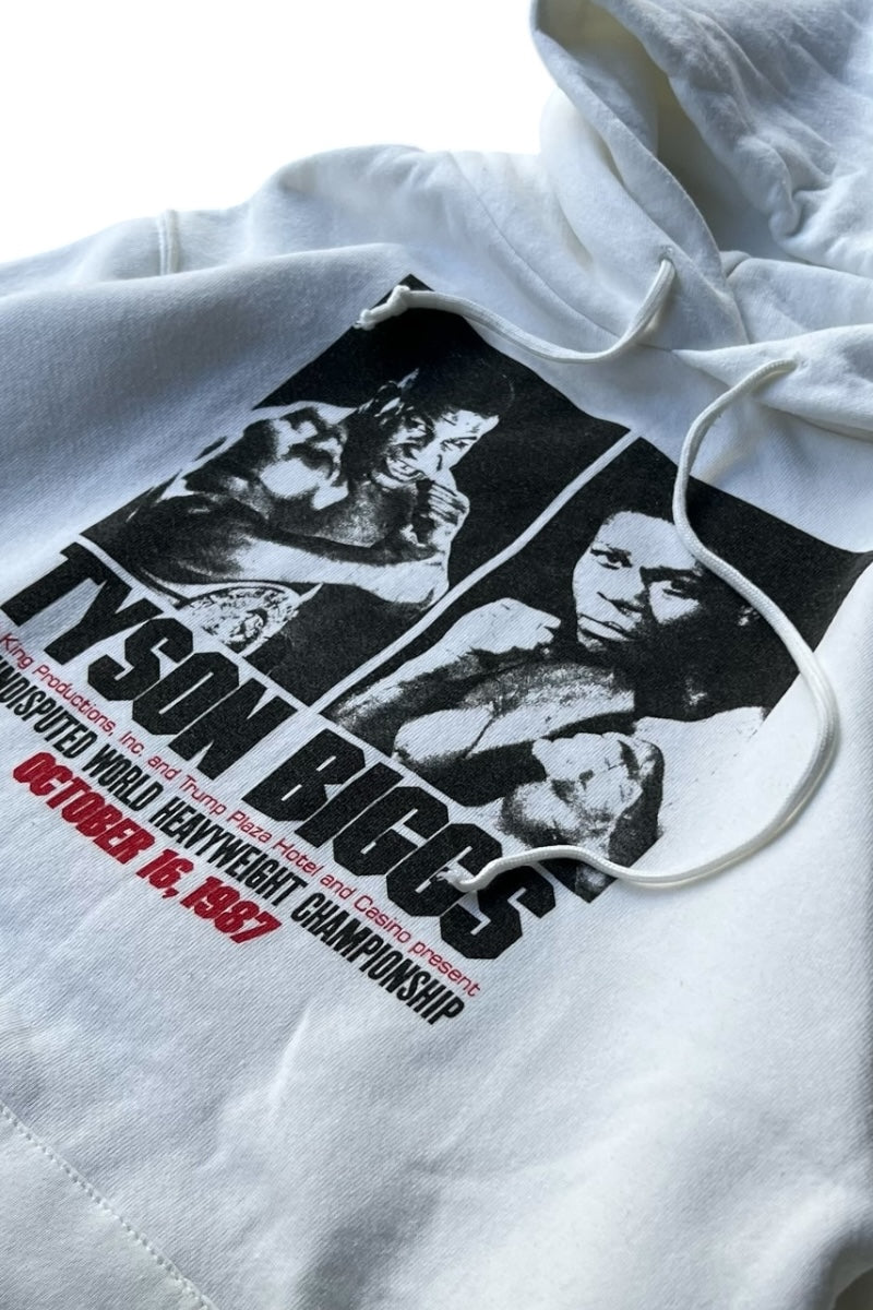 MADE IN USA 87'S TYSON VS BIGGS HOODIE SWEATSHIRT / WHITE [SIZE: M USED]