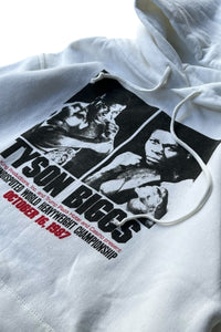 MADE IN USA 87'S TYSON VS BIGGS HOODIE SWEATSHIRT / WHITE [SIZE: M USED]