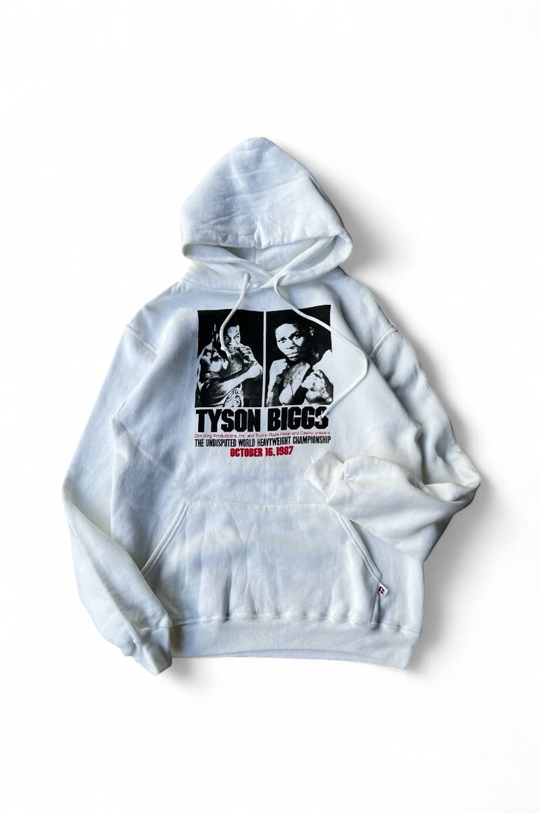 MADE IN USA 87'S TYSON VS BIGGS HOODIE SWEATSHIRT / WHITE [SIZE: M USED]