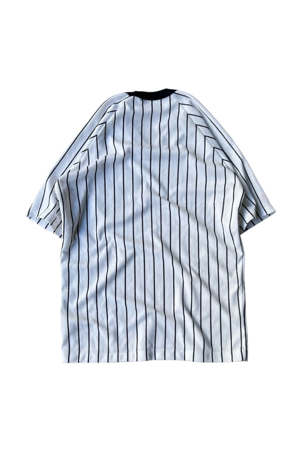 MADE IN USA 80-90'S NY YANKEES V-NECK T-SHIRT / STRIPE [SIZE: M USED]