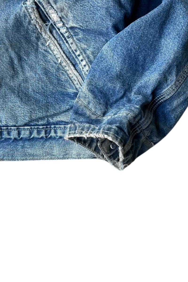 80-90'S DENIM JACKET W/BOA LINER / INDIGO [SIZE: L USED]