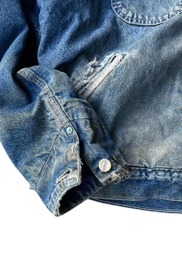 80-90'S DENIM JACKET W/BOA LINER / INDIGO [SIZE: L USED]