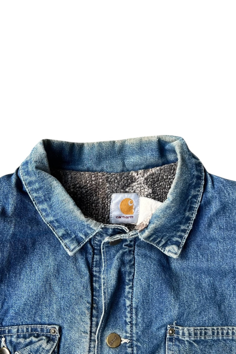 80-90'S DENIM JACKET W/BOA LINER / INDIGO [SIZE: L USED]