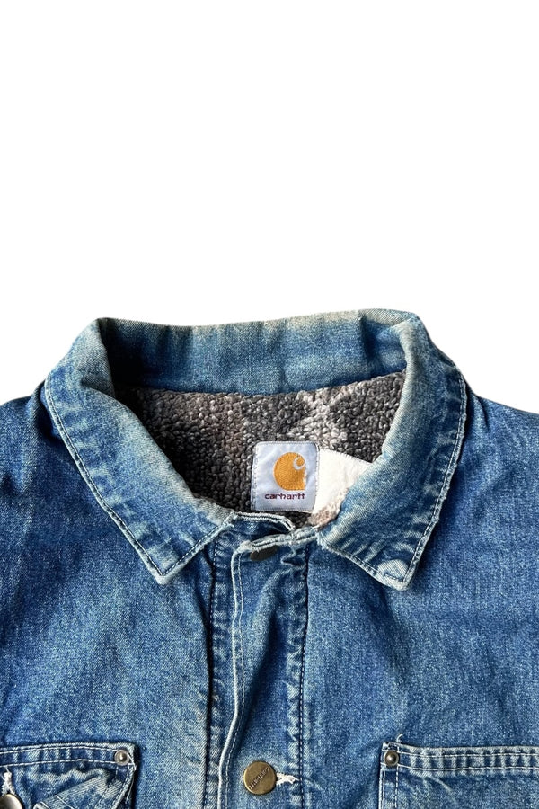 80-90'S DENIM JACKET W/BOA LINER / INDIGO [SIZE: L USED]