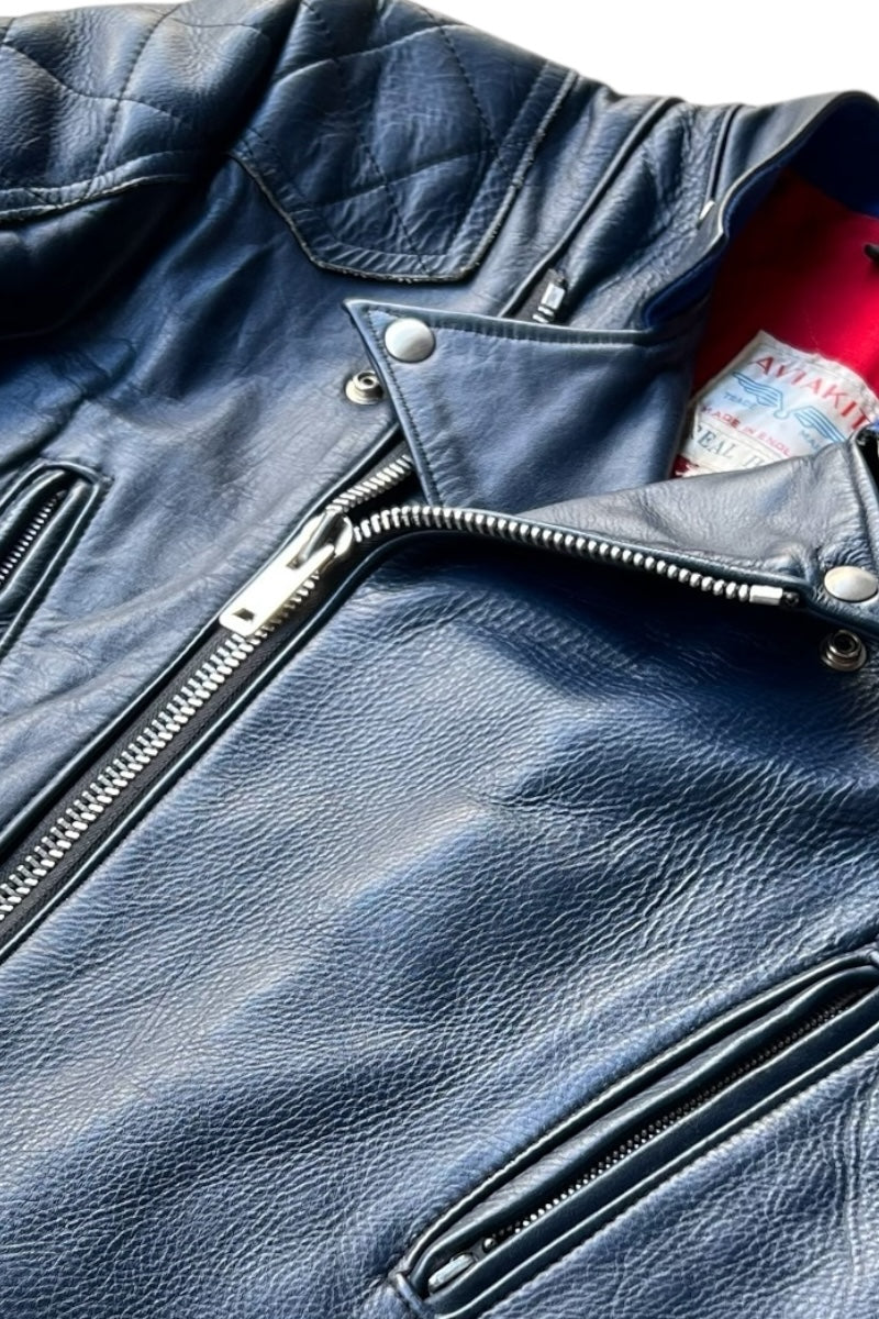 MADE IN ENGLAND EARLY 70'S LEATHER GT MONZA / NAVY [SIZE: 38 USED]