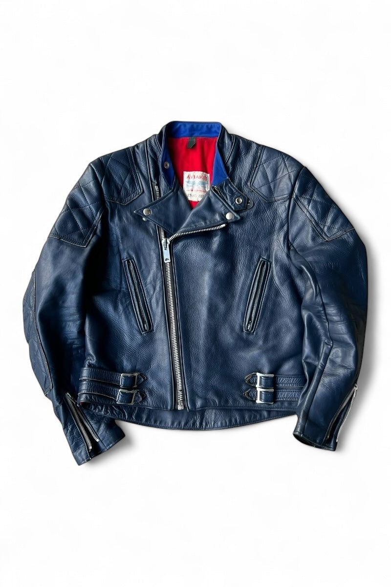 MADE IN ENGLAND EARLY 70'S LEATHER GT MONZA / NAVY [SIZE: 38 USED]