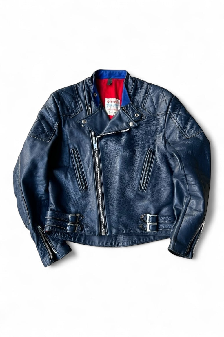MADE IN ENGLAND EARLY 70'S LEATHER GT MONZA / NAVY [SIZE: 38 USED]
