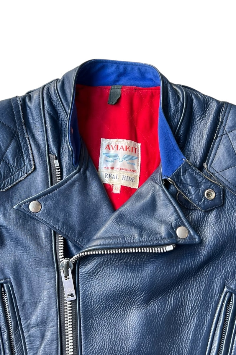 MADE IN ENGLAND EARLY 70'S LEATHER GT MONZA / NAVY [SIZE: 38 USED]