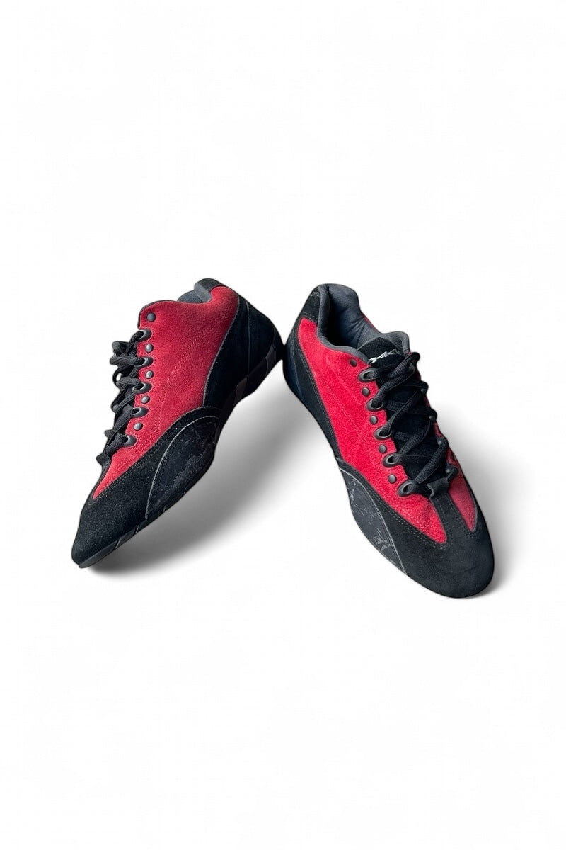 Y2K RACE LOW SUEDE LEATHER SNEAKERS / RED [SIZE: US9.0 (27cm相当) USED]
