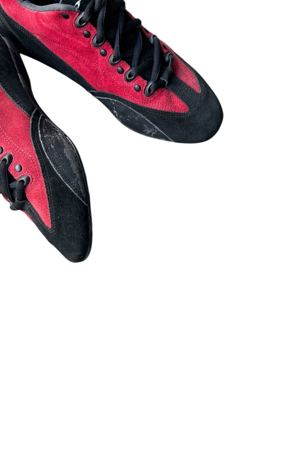 Y2K RACE LOW SUEDE LEATHER SNEAKERS / RED [SIZE: US9.0 (27cm) USED]