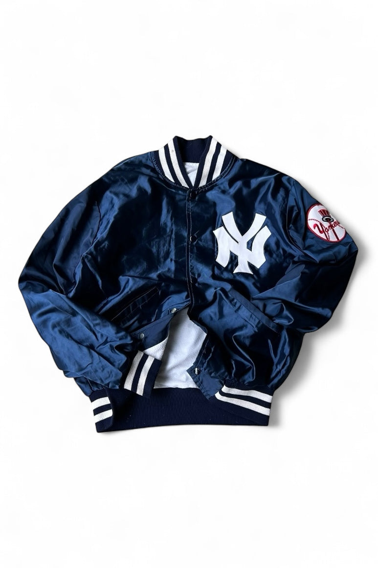 MADE IN USA 80'S NY YANKEES NYLON JACKET / NAVY [SIZE: M USED]