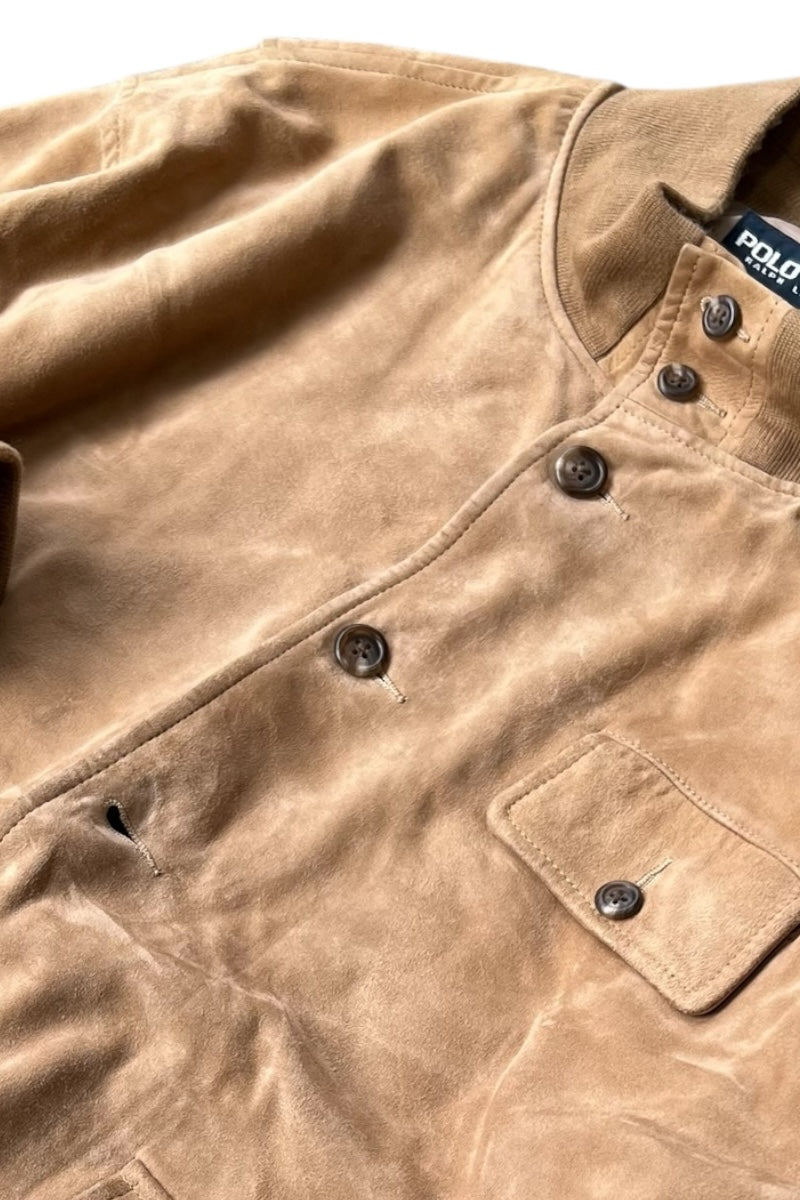 90'S SUEDE LEATHER JACKET / BEIGE [SIZE: XL USED]