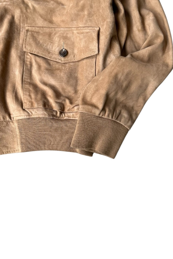 90'S SUEDE LEATHER JACKET / BEIGE [SIZE: XL USED]
