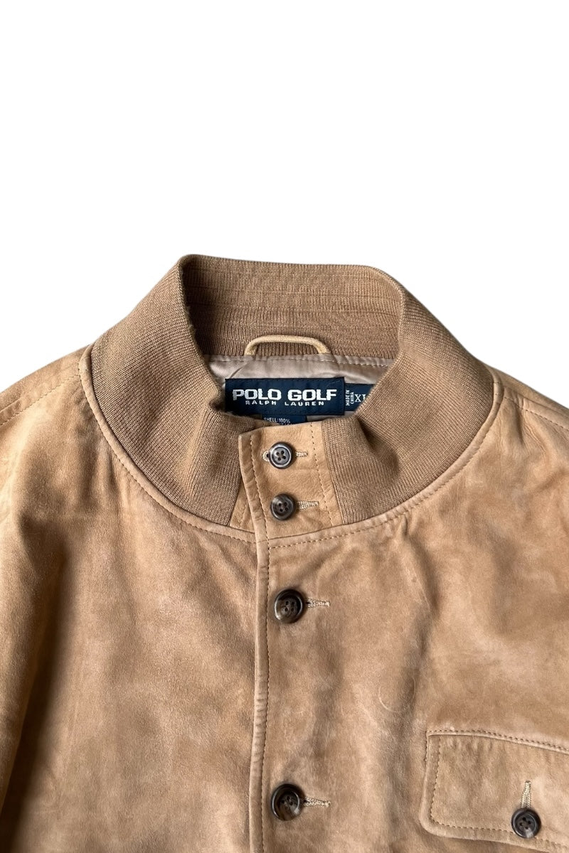 90'S SUEDE LEATHER JACKET / BEIGE [SIZE: XL USED]