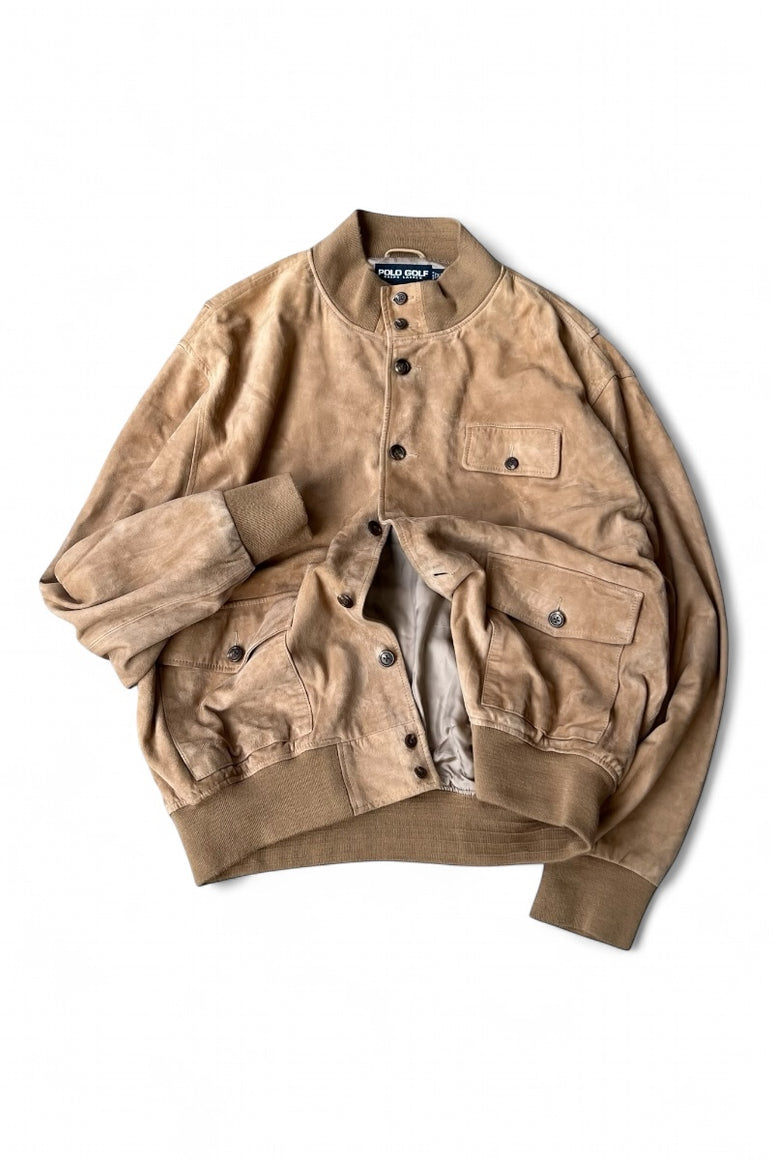 90'S SUEDE LEATHER JACKET / BEIGE [SIZE: XL USED]
