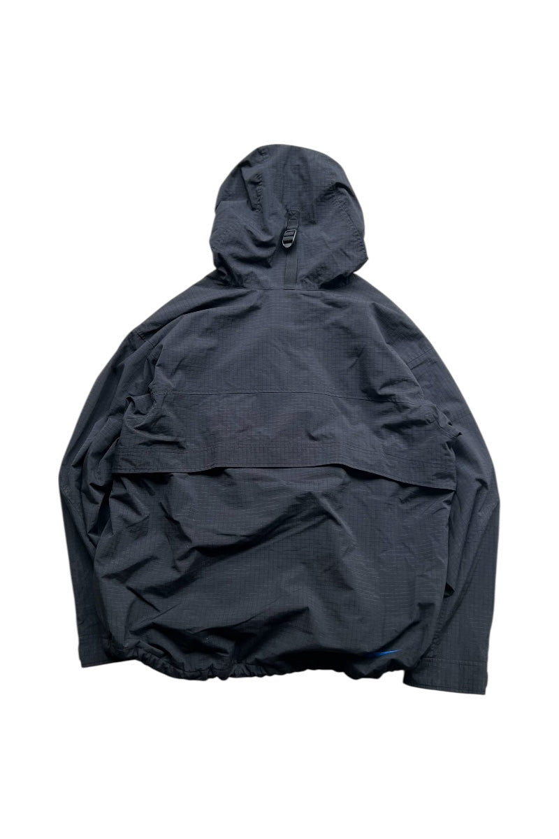 90'S PULL-OVER RIP STOP NYLON HOODIE JACKET / BLACK [SIZE: L USED]