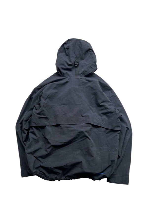 90'S PULL-OVER RIP STOP NYLON HOODIE JACKET / BLACK [SIZE: L USED]