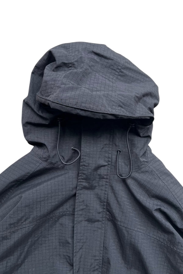 90'S PULL-OVER RIP STOP NYLON HOODIE JACKET / BLACK [SIZE: L USED]
