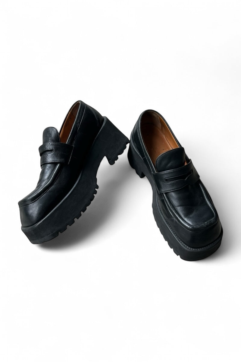 MADE IN ITALY LEATHER SHOES / BLACK [SIZE: 40 (equivalent to 26cm) USED]