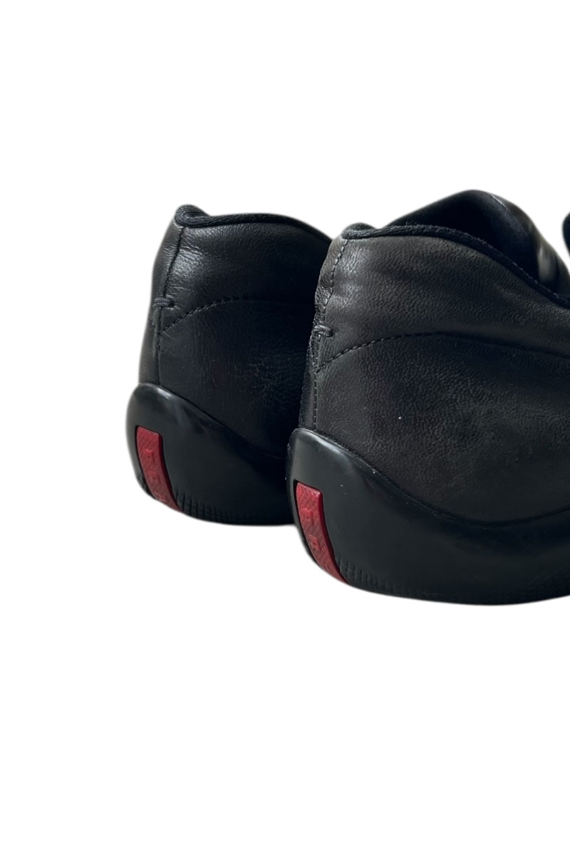MADE IN ITALY LEATHER LOAFER SNEAKERS / BLACK [SIZE: 40 (US 8) USED]